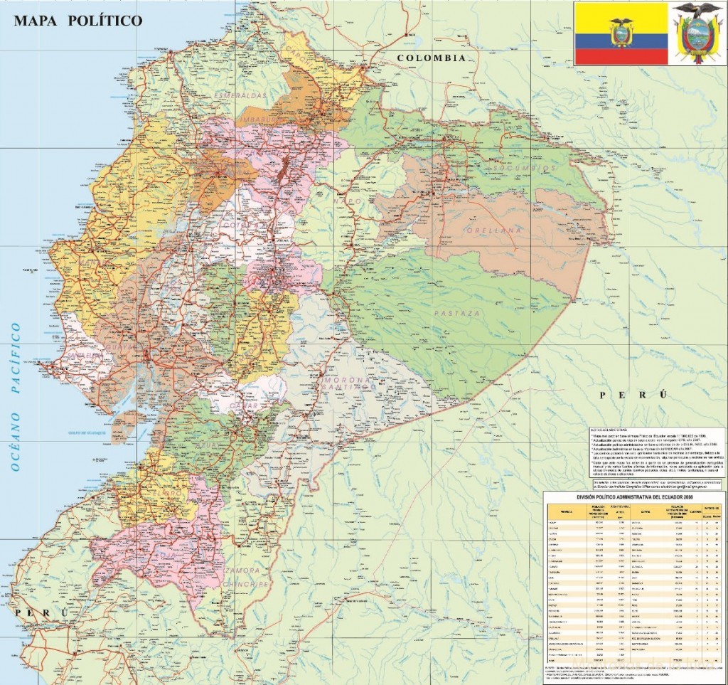 Mapa político de Ecuador
